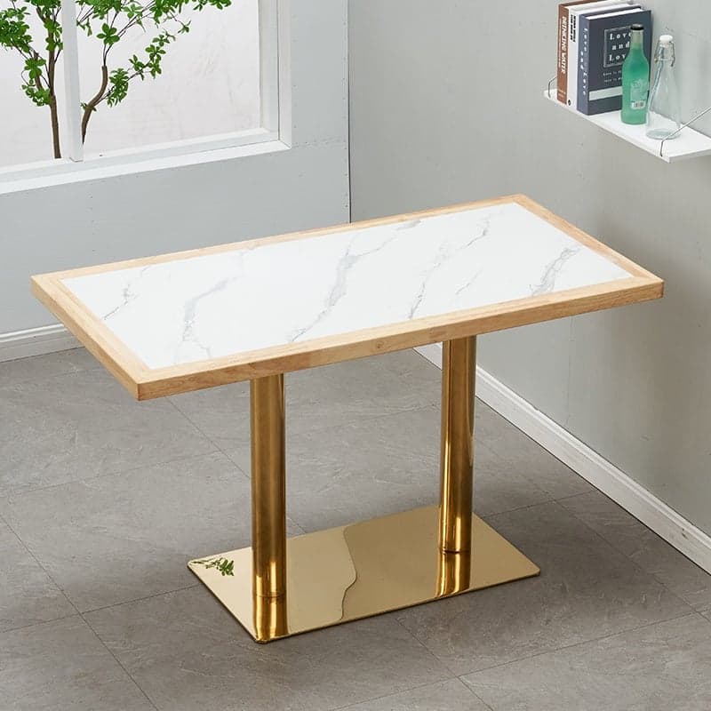 Art Deco Rectangular Dining Table with Lumber Top, Fixed Table Mechanism in Ink/White/Sepia thumbnail 5