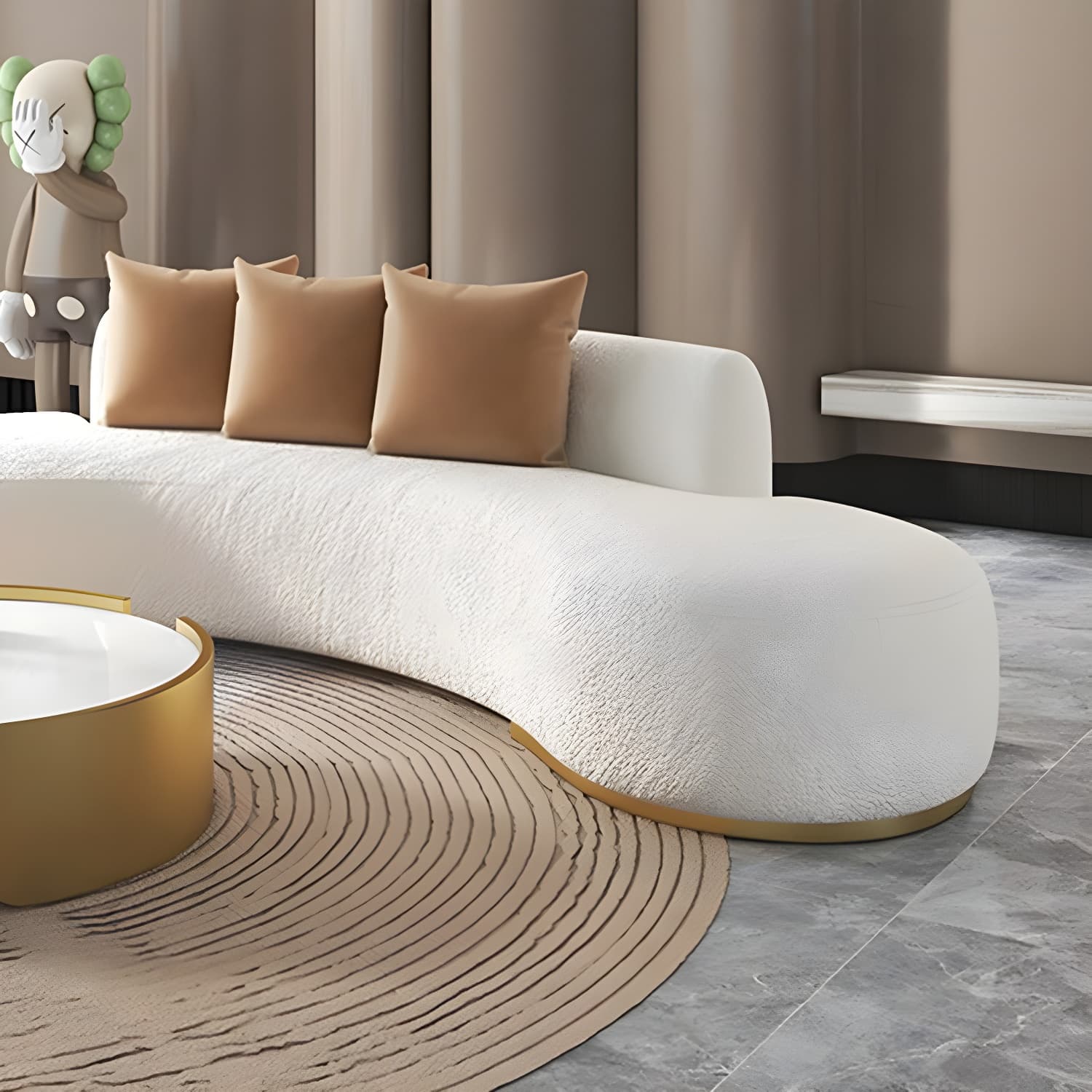 Contemporary Curved Sofa with Tight Back Standard Armless Sofa for Living Room thumbnail 6