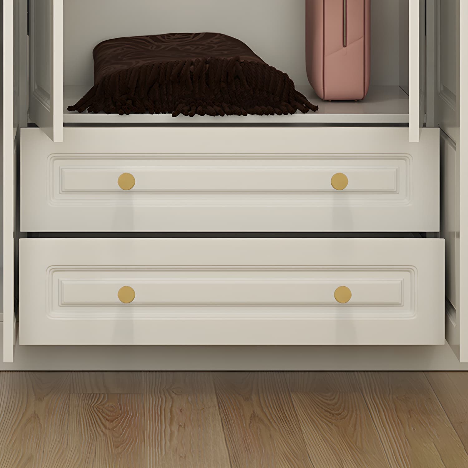 Hinged White Wardrobe Armoire Engineered Wood Wardrobe Closet - image 11