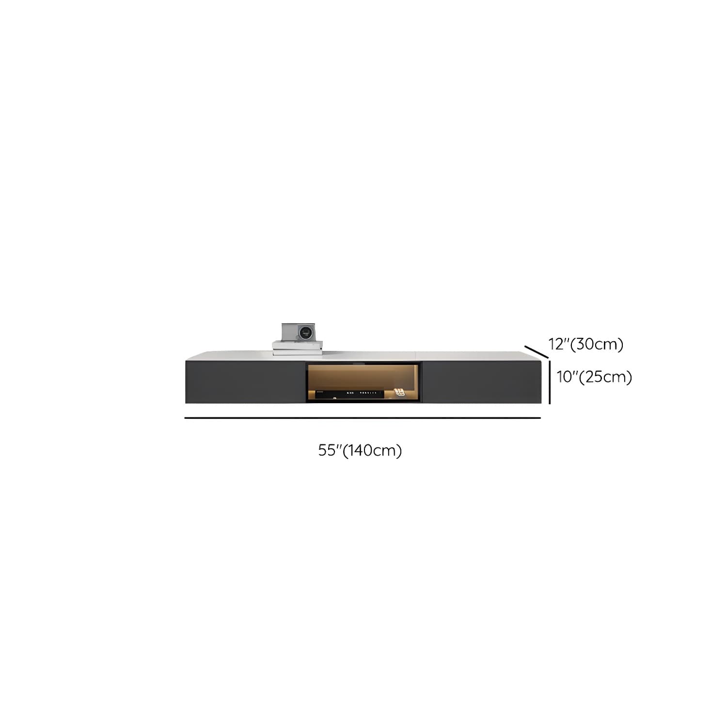 Modern Wall-mounted TV Media Stand Slate Top Wood Frame with Storage thumbnail 19