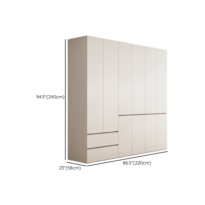 White Minimalist Manufactured Wood Wardrobe Closet with 2 Drawers, Soft Close Door, Interior Shelves, and Clothing Rod thumbnail 20