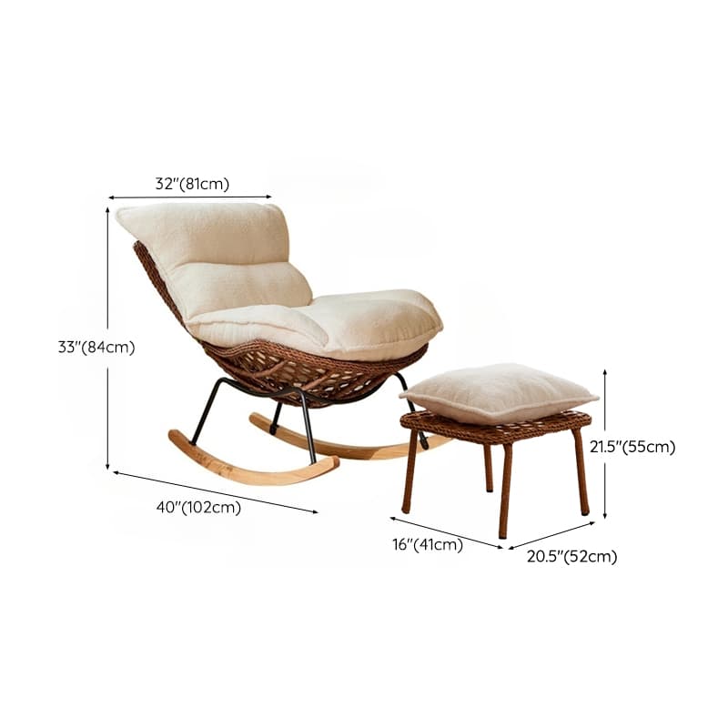 Traditional Armless Design Indoor Rocking Chair with rattan Frame and Nature Wood Legs thumbnail 30