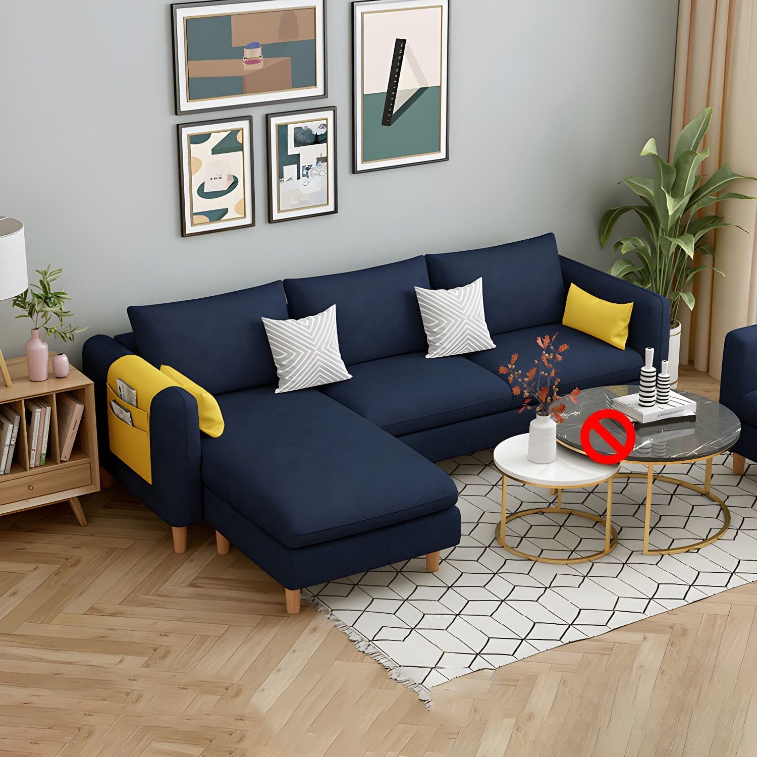 Modern Wooden Frame L-Shaped Sectional Sofa Chaise in Small Size with Storage Included thumbnail 1