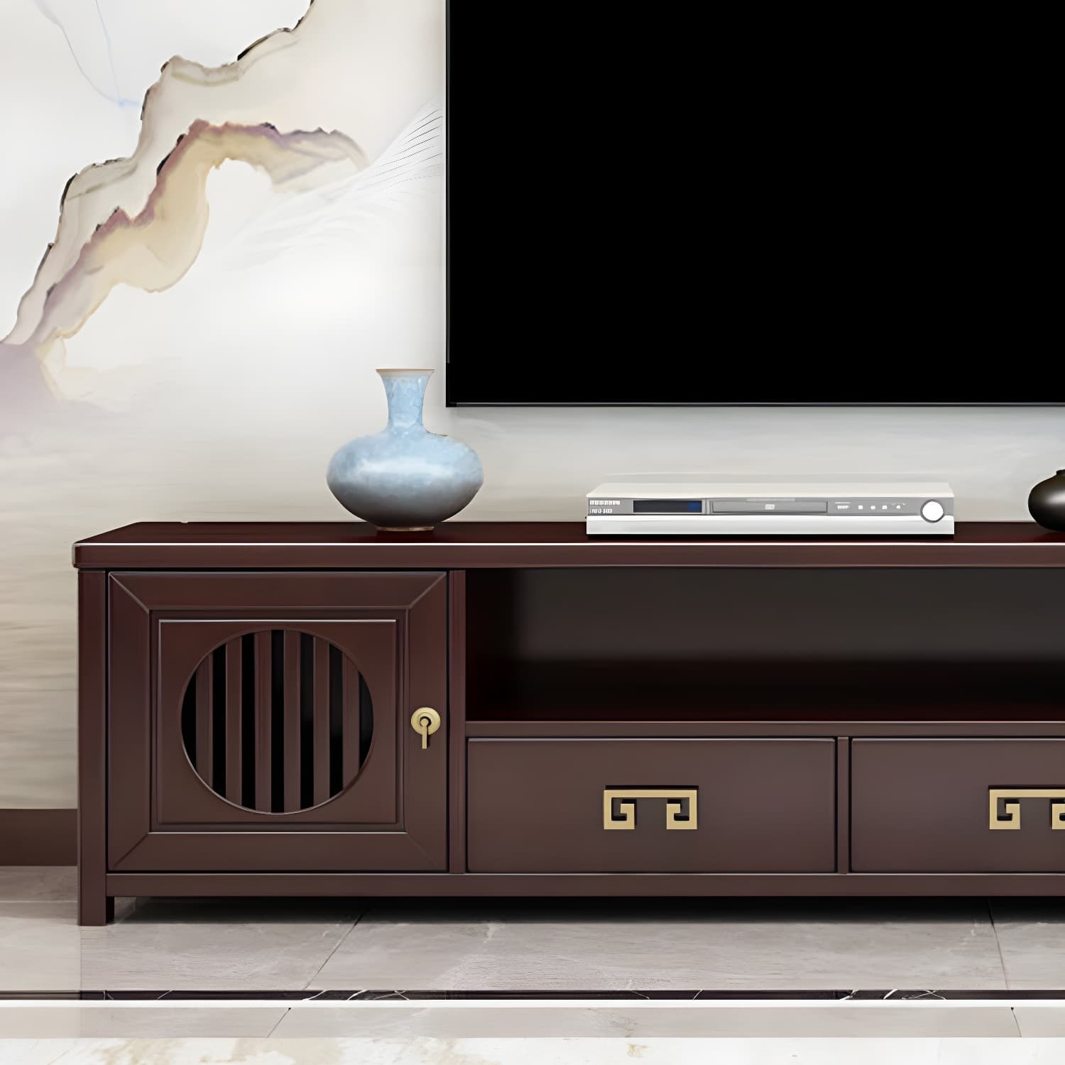 Solid Wood TV Cabinet Traditional Style Household Simple Open TV Stand Console thumbnail 8