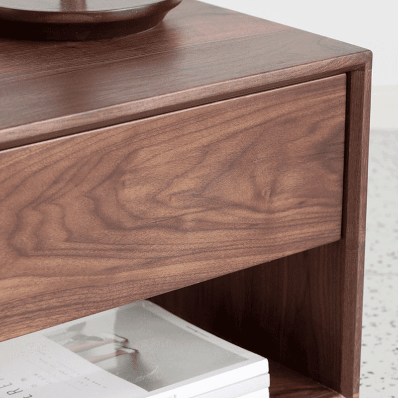 Solid Wood Open Shelf Nightstand with 1 Drawer in a Modish Style thumbnail 9