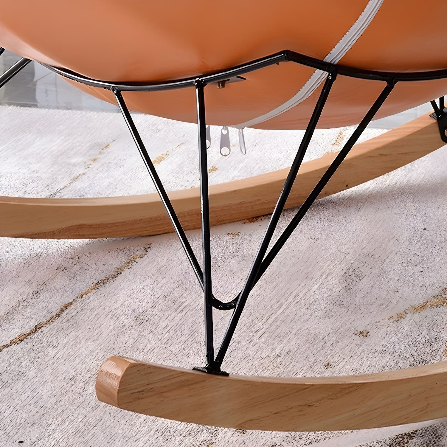 Modern Rocking Chair with Ottomans - Metal Frame, Removable Cushions, and Armless Design thumbnail 16