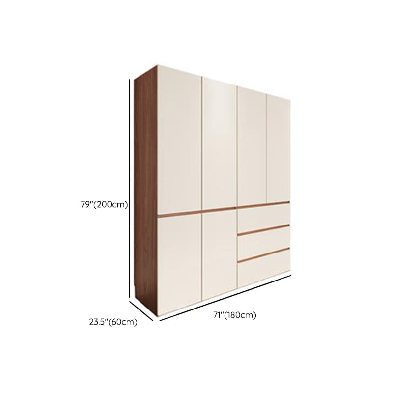 White Minimalist Manufactured Wood Wardrobe Closet with 3-Drawer, Soft Close Door, Interior Shelves, and Clothing Rod thumbnail 7
