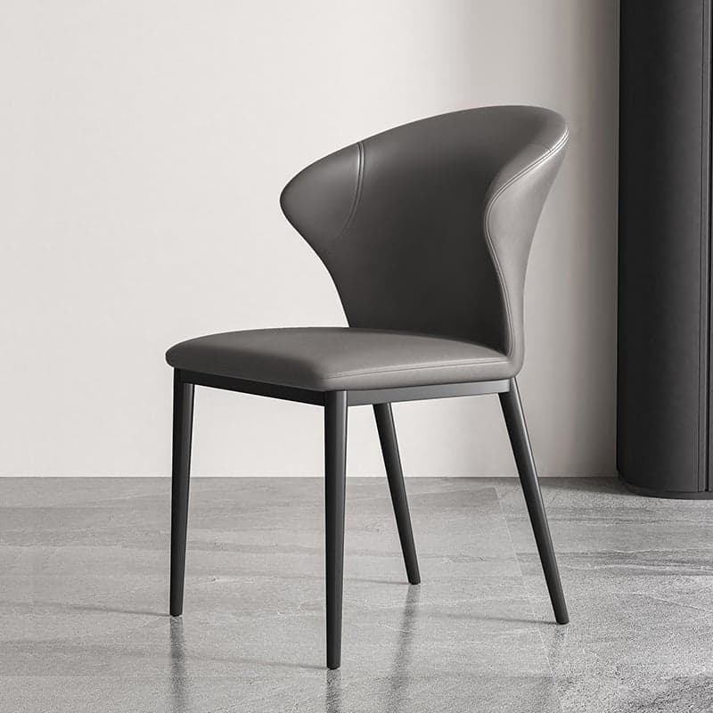 Modish Side Chair with Wing Chair Back, Padded Upholstery, Midnight Black Metal Legs thumbnail 10