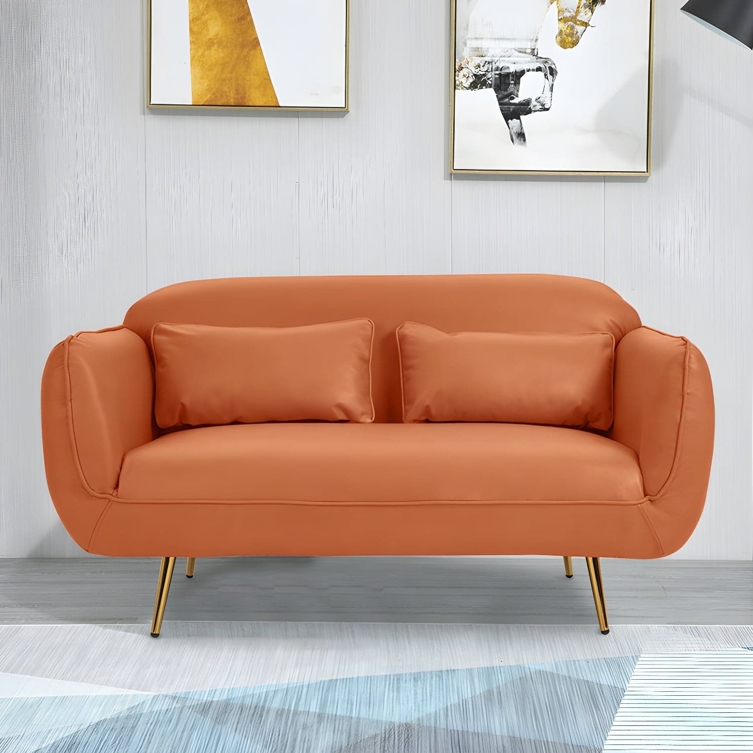 Glam Tight Back Loveseat with Flared Arm and Extra Pillows for Home and Apartment thumbnail 16