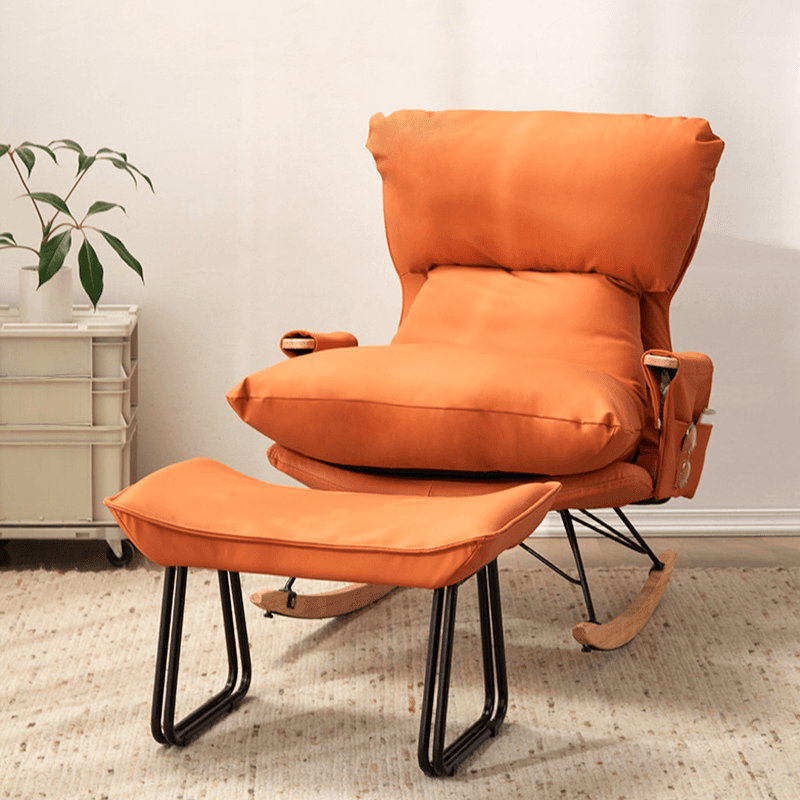 1 Piece Set/2 Piece Set Water Resistant Padded Living Room Rocking Chair in Chalk/Grey/Citrus Color with Upholstered Back and Track Arm in a Simple Style, Ottoman Included/Not Included thumbnail 4