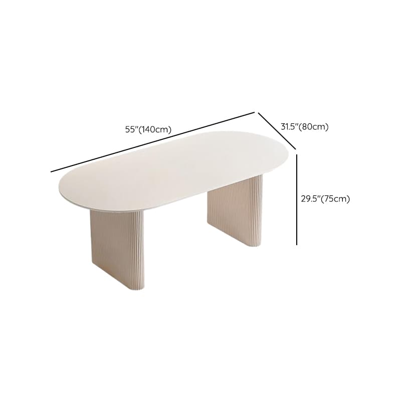 Oval Dining Table Set with Two-sided Pedestal, Enclosed Back, Fixed Table, Padded Chair, 5-piece in White thumbnail 10