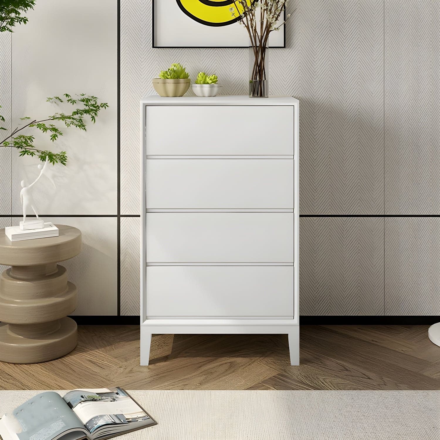 Pine Wood Modern Dresser with Soft Close Drawers - Compact and Stylish Bedroom Storage Solution thumbnail 4