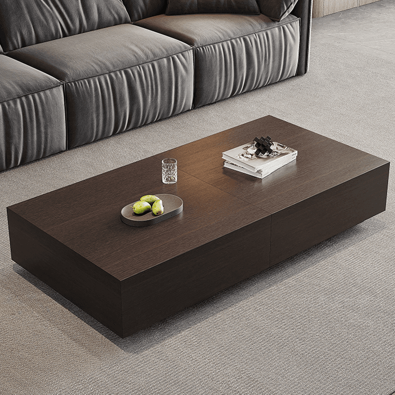 Solid Oak Wood Square Accent Table with 2 Drawers for Living Room thumbnail 3