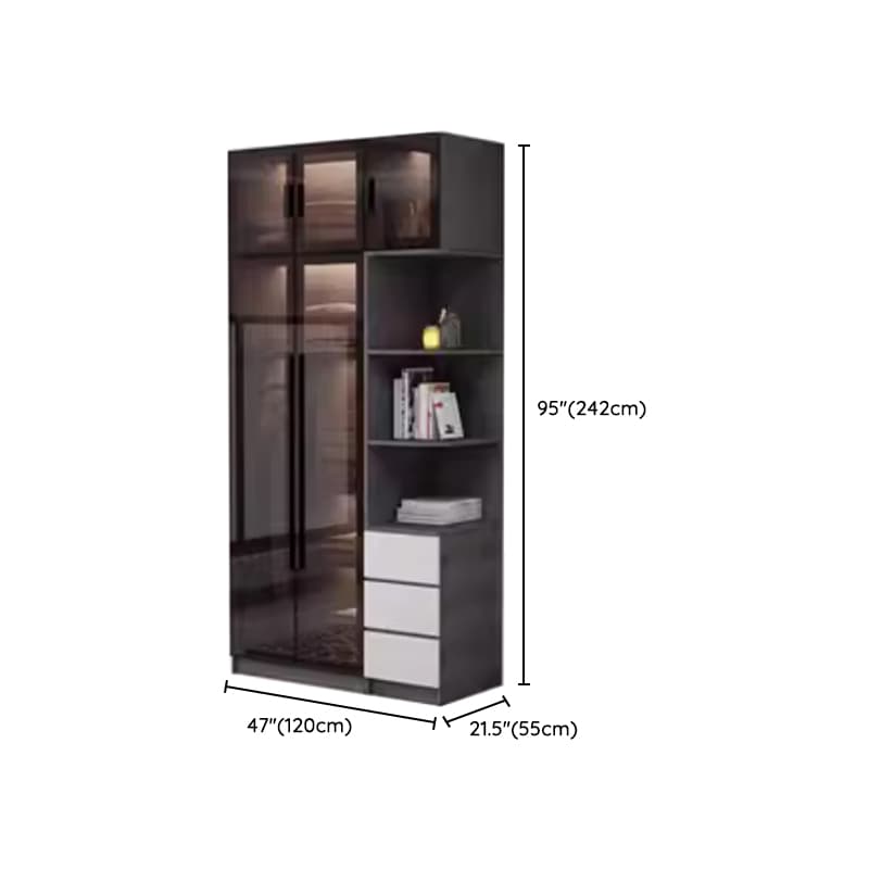 Charcoal Modish Timber Self-supporting Cabinet Armoire with Soft Close Drawer and Door, Hanging Rod thumbnail 25