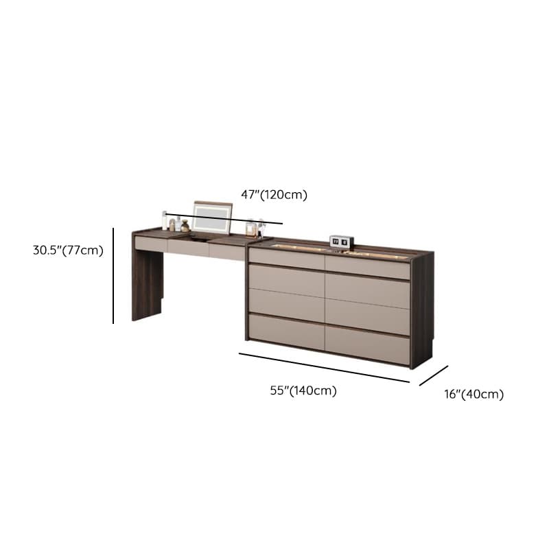 Multi-Purpose Vanity Set with 10 Drawers, Lighting, Push-Pull, 2-in-1 Functionality, Adjustable Touch and Brightness thumbnail 11
