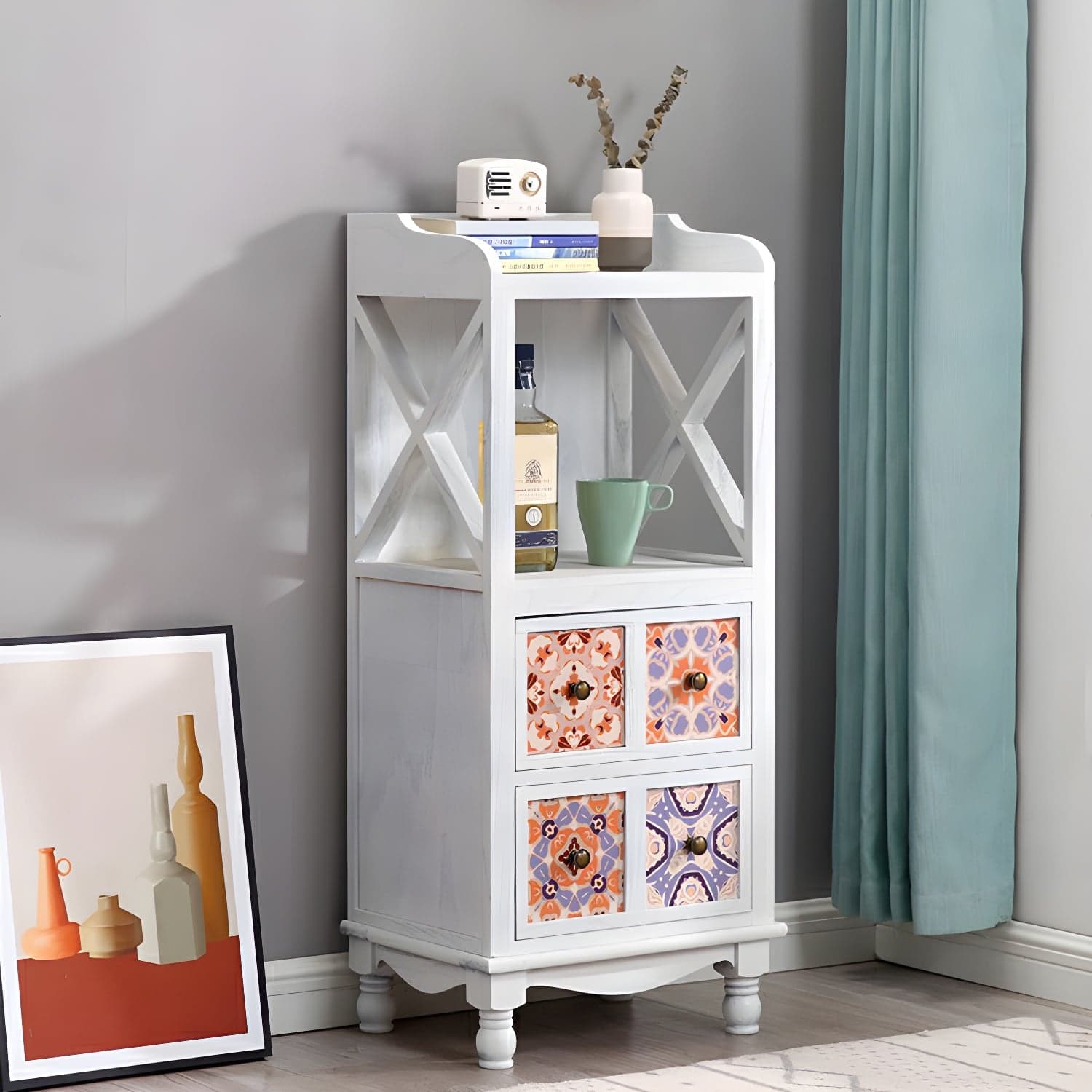 Rustic Farmhouse Wood Server - Compact Sideboard with Drawers and Open Storage thumbnail 4