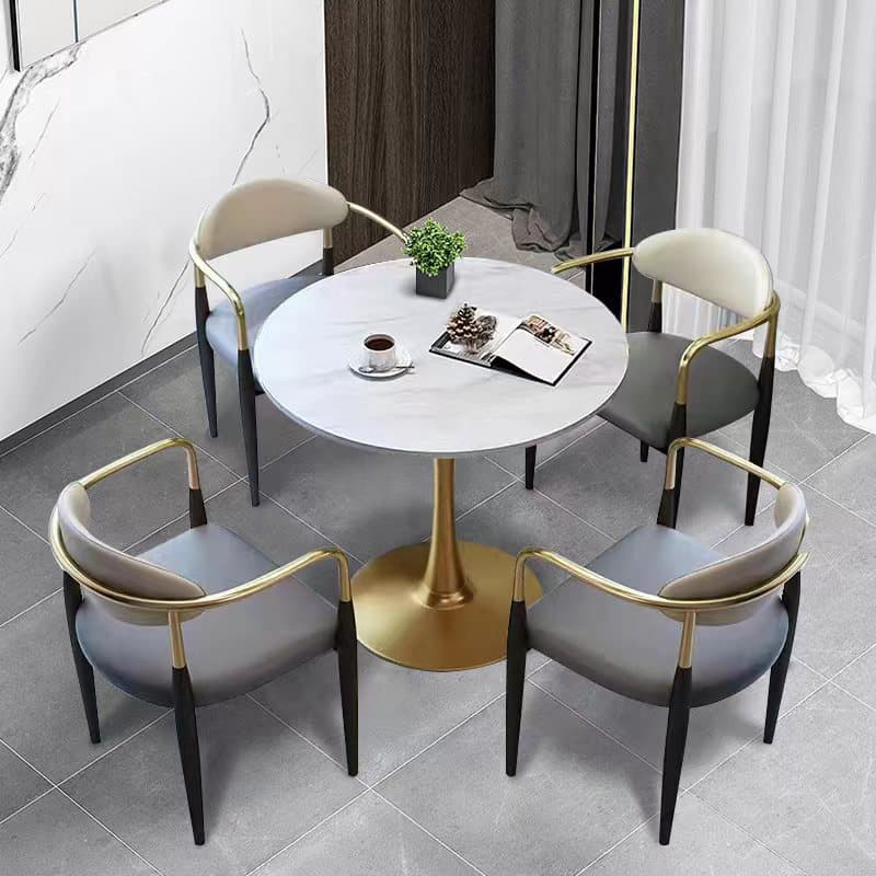 Faux Leather/Velour Upholstered Arm Chair with Arms and Black Legs in a Casual Style thumbnail 10