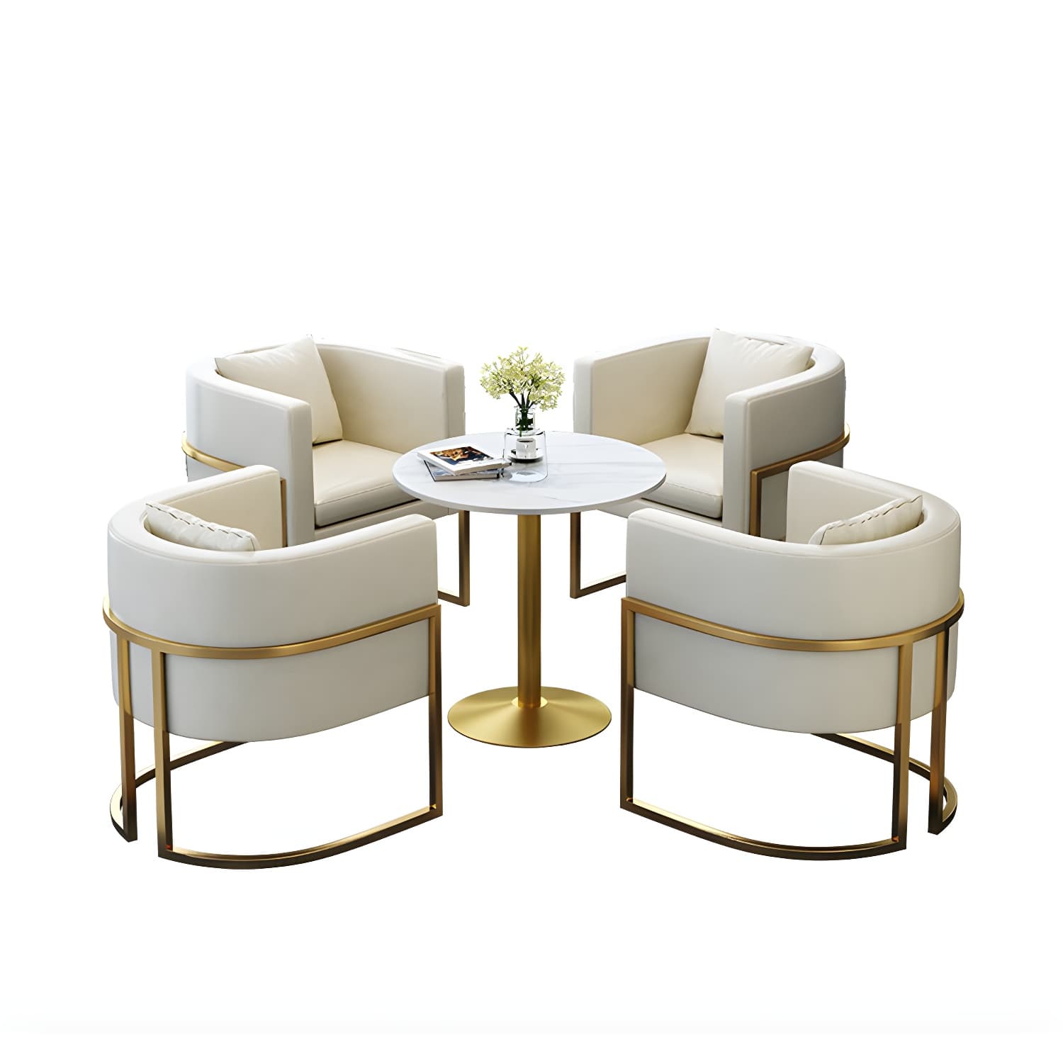 Parsons Arm Chair Leather Indoor Dining Chair with Gold Frame thumbnail 12