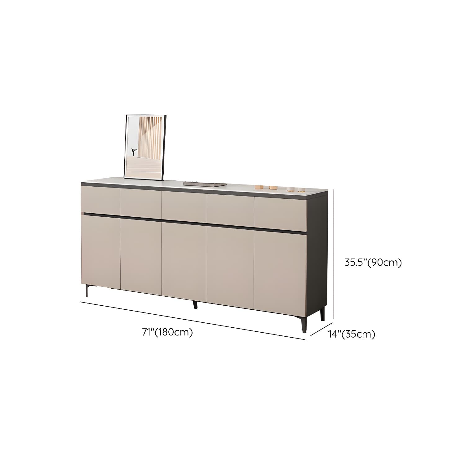 Wooden Modern Stone Countertop Buffet Sideboard with Drawers for Living Room thumbnail 18