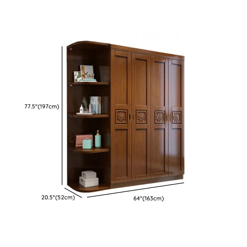 Vintage Sepia Lumber Wardrobe with Soft Close Drawer, Soft Close Door, Interior Shelves, and Hanging Rod thumbnail 6
