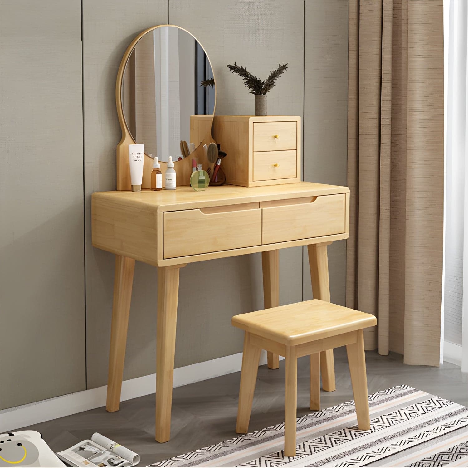 Traditions Make-up Vanity Solid Wood Bedroom With Drawer Dressing Table thumbnail 3