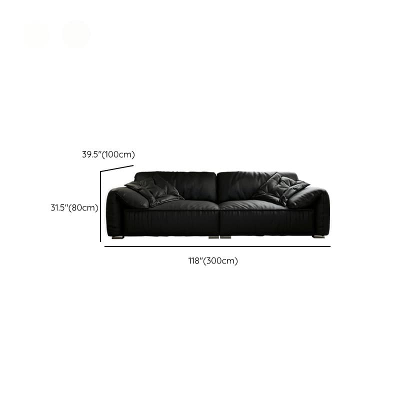 Modish Solid Color Tear Resistant Standard Sofa in Midnight Black, Seats 5/4 Person/for 3 with 2 Pillows thumbnail 18