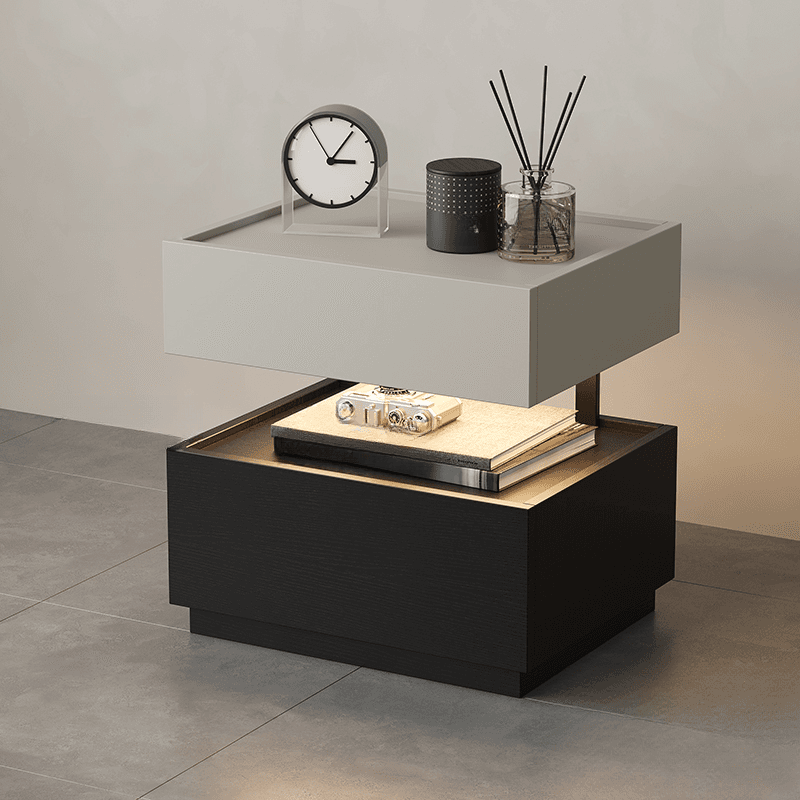 Organic Modern Nightstand With Drawer Organization with Particle Board Wood Countertop and Illuminating Lighting thumbnail 4