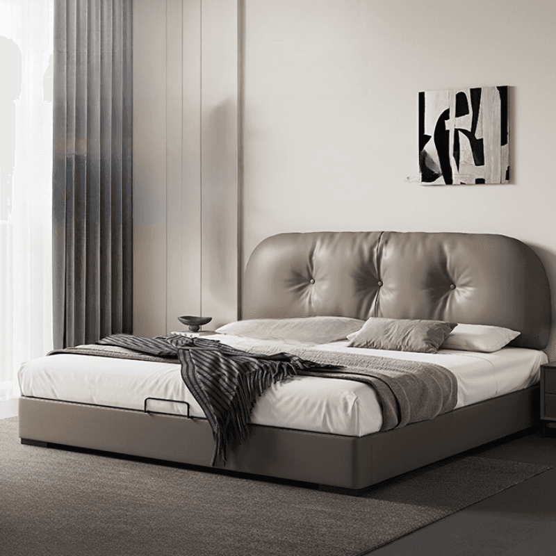 Light Gray Solid Color Storage Included Panel Bed for Bedroom thumbnail 1