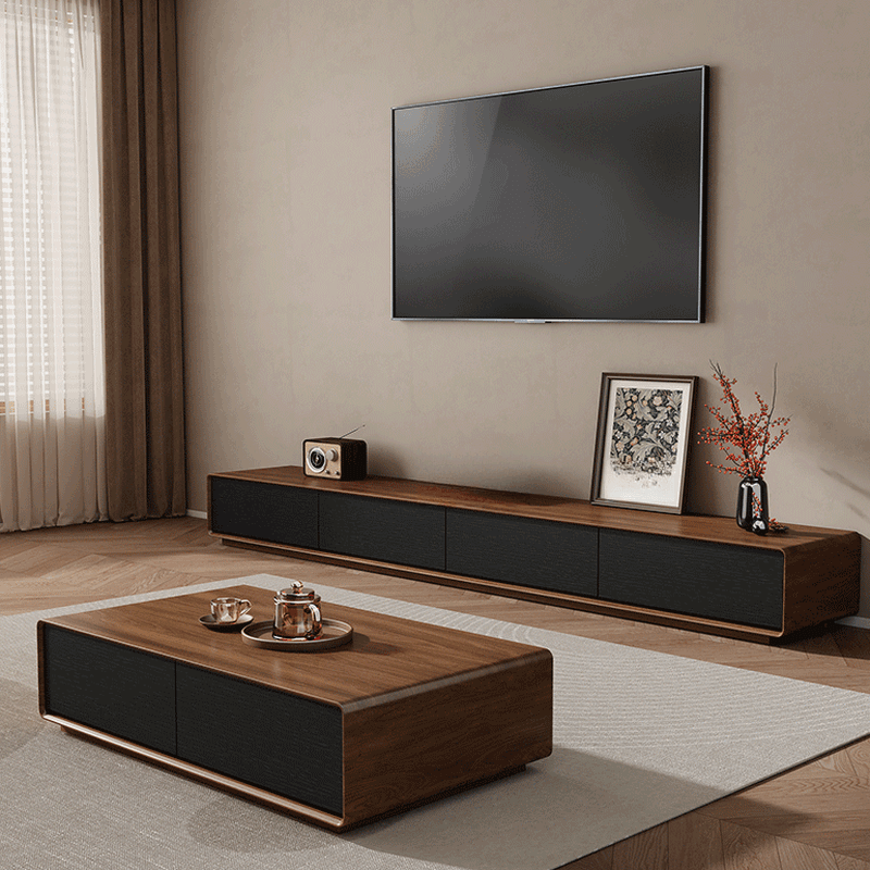 Art Deco Lumber Rectangle TV Stand with 4 Drawers thumbnail 9