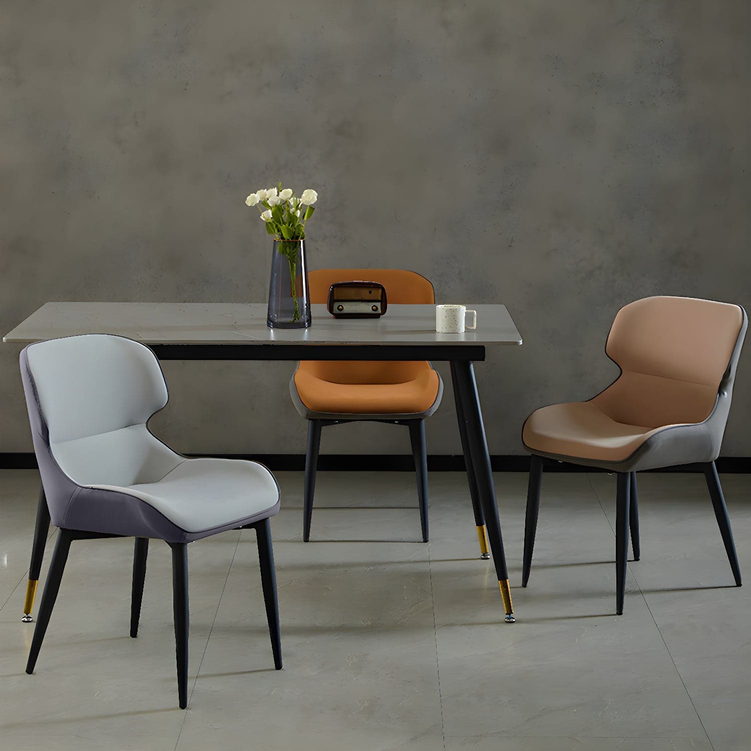 Nordic Style Metal Armless Dining Chairs Wingback Side Chair for Home Use thumbnail 8