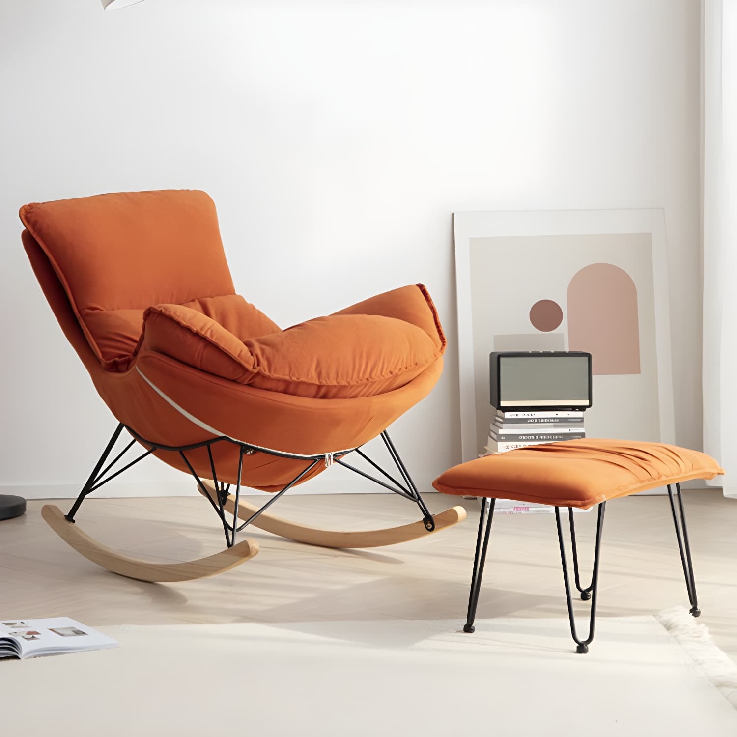Contemporary Simple Style Rocking Chair Single Indoor Sofa Rocking Chair for Break thumbnail 10
