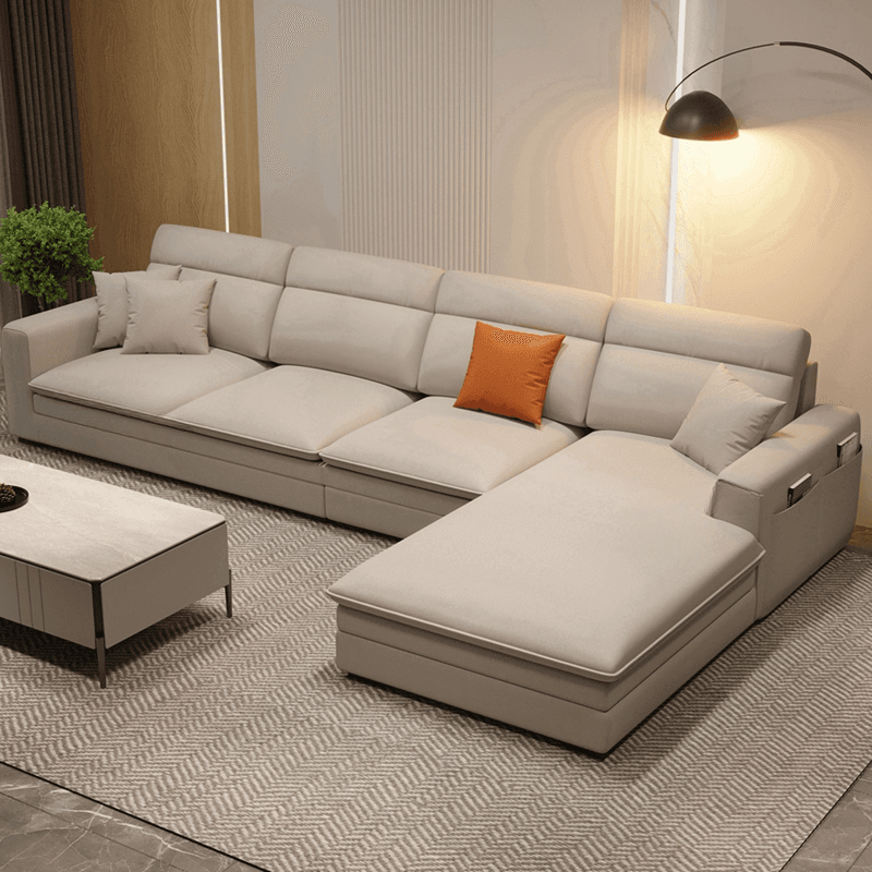 L-Shape/Straight Natural Wood Sofa Chaise/Sofa Couch with Concealed Support thumbnail 10