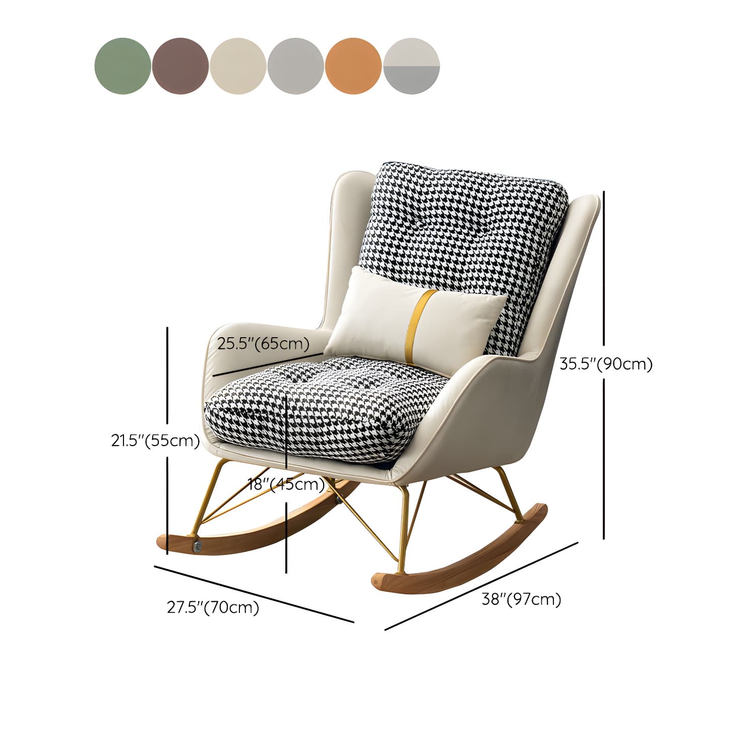 Modern Upholstered Rocker Chair Metal Frame Friction Resistant Rocker Chair for Home thumbnail 22