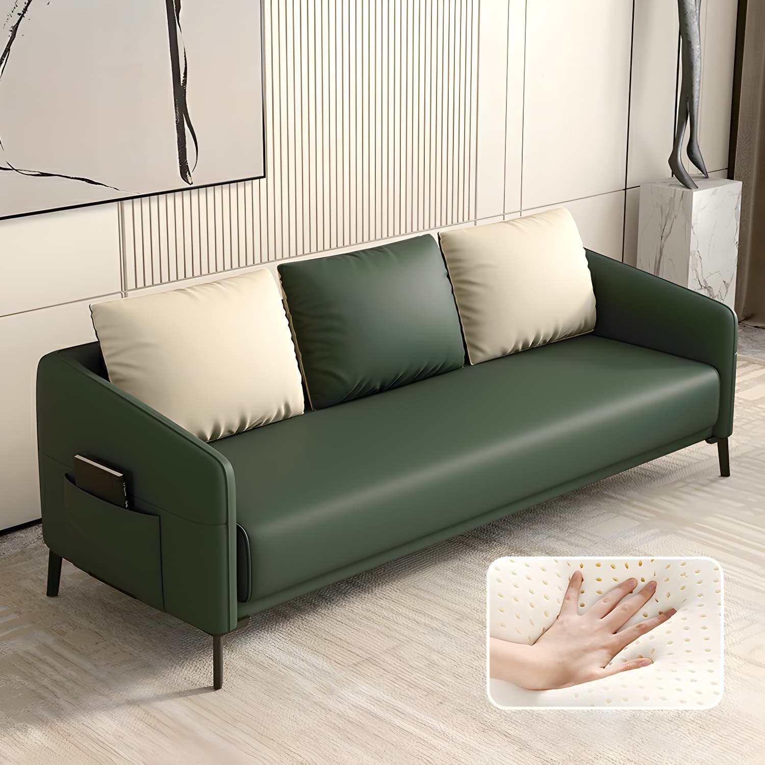Modern Wood Frame Standard Sofa with Square Arms in Solid Color & Tear Resistant thumbnail 12