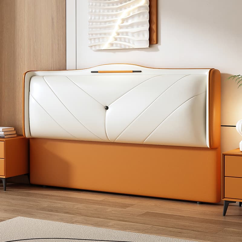 Art Deco Style Panel Headboard in Pine Wood with No Distressing, Rectangle Shape for King/Queen/Full Bed, Featuring Sponge Upholstery Fill and Standard Height thumbnail 2
