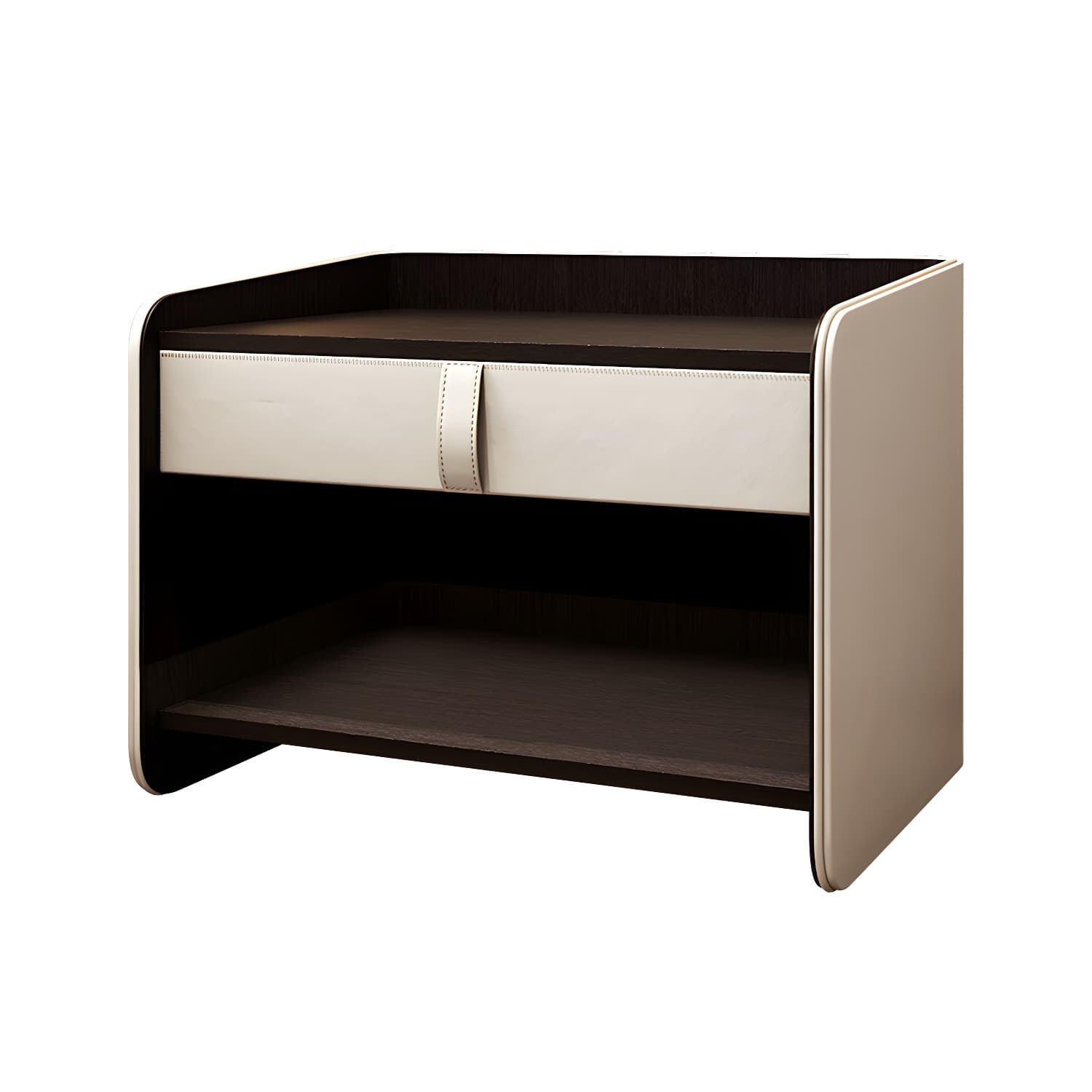 Faux Leather Nightstand 1 - Drawer Nightstand with Wood Accents thumbnail 12