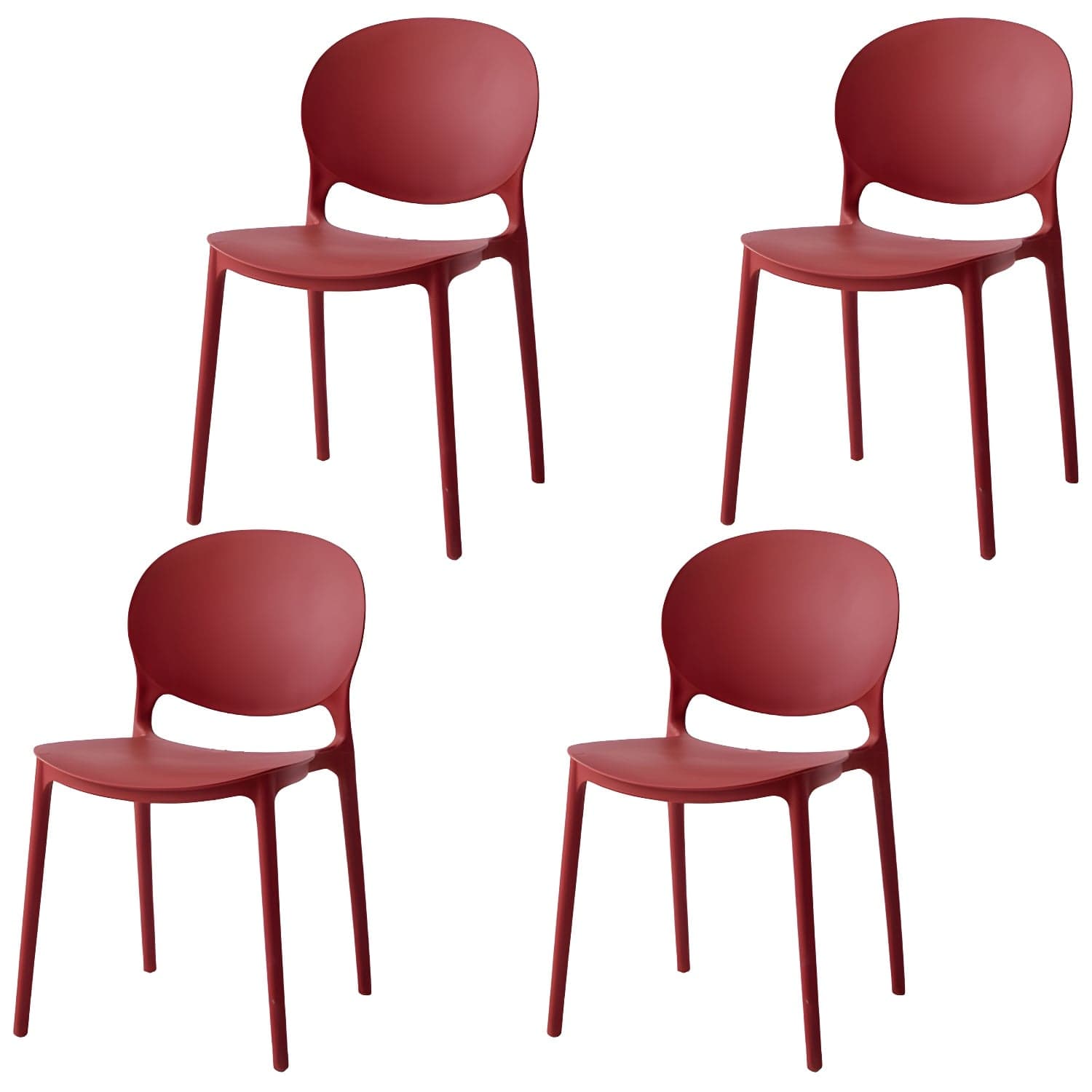Modern Style Stackable Plastic Chair Open Back Dining Side Chair (Set of 4) thumbnail 4