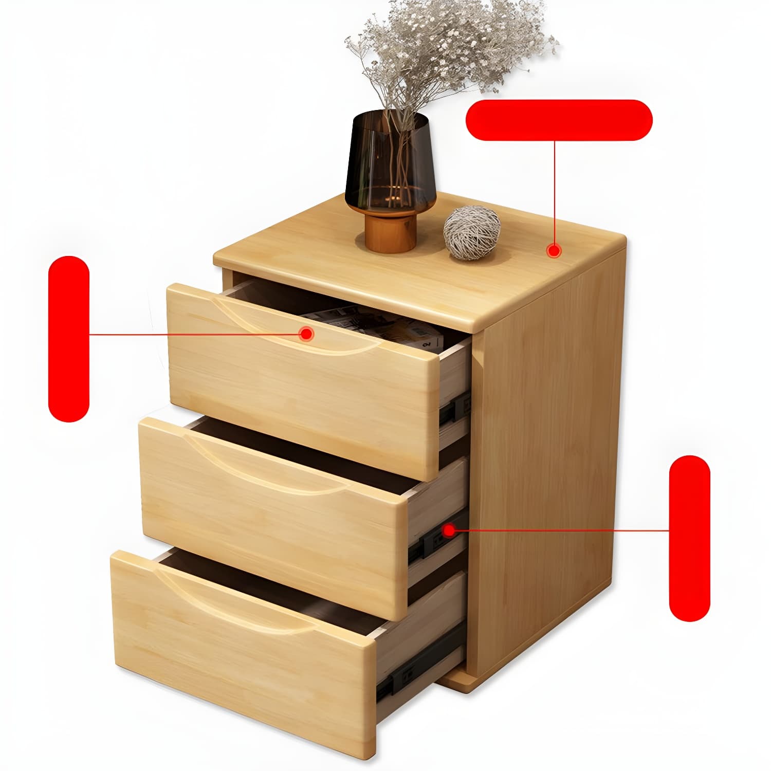 3 Drawers Contemporary Accent Table Nightstand Antique Finish Nightstand thumbnail 13
