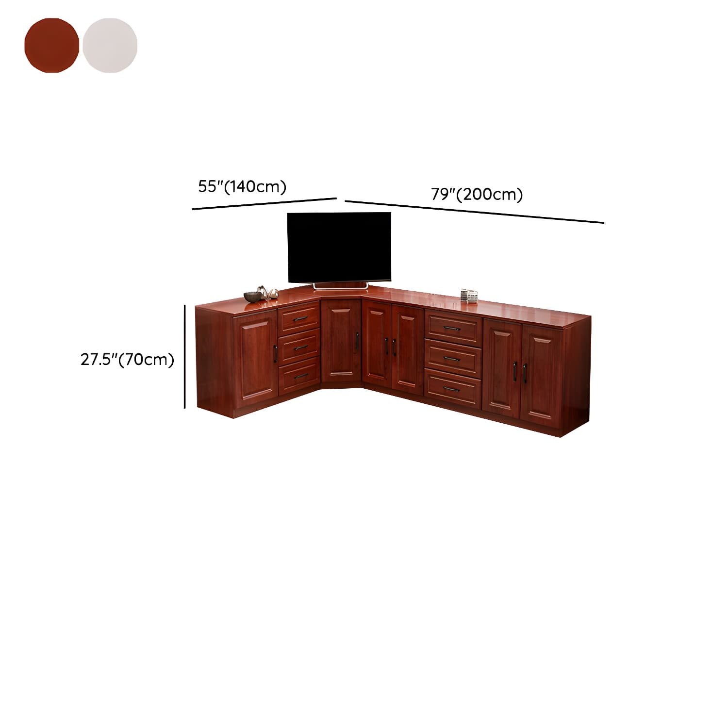 Modern Solid Wood Corner TV Stand Console with 6 - Drawer - 27.56" thumbnail 18