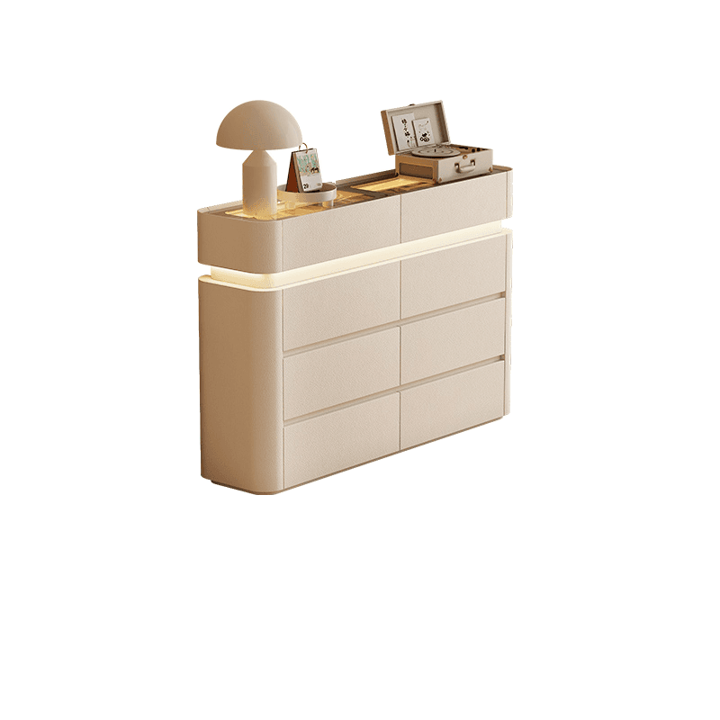 Minimalist Horizontal Console Dresser Illumination Light Timber 8 Drawers