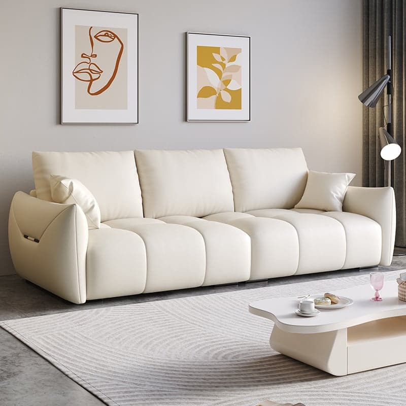 Modern Solid Color Scratch-defiant Standard Sofa in Light Gray/Emerald Green/Auburn, 3-seater with 2 Pillows thumbnail 12