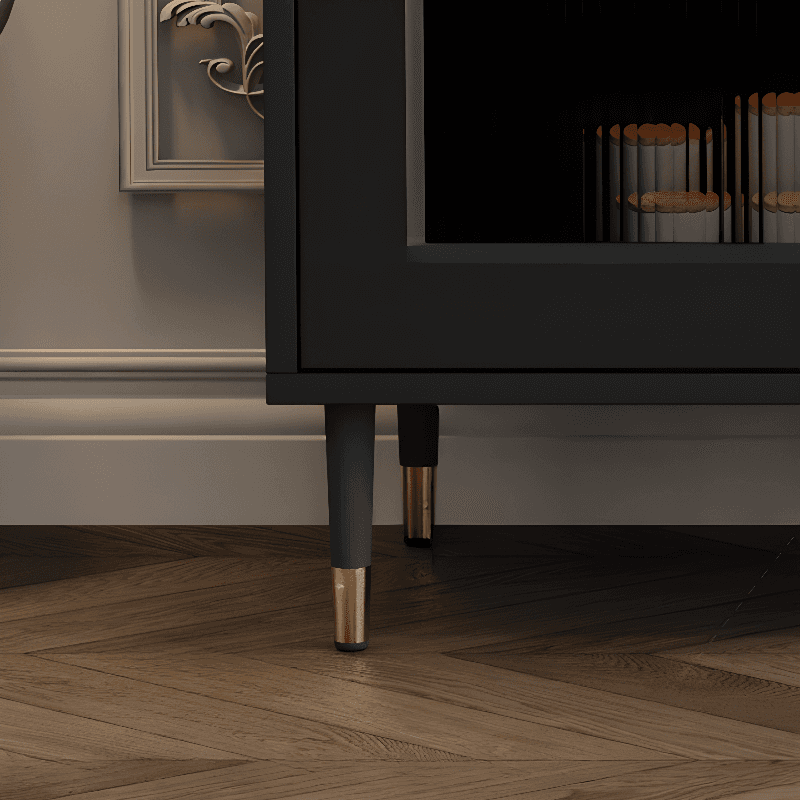 Standalone Accent Cabinet in Black with Glass Door, Alterable Shelf and Illuminating, Soft Close Drawer and 1 Cabinet/2 Cabinets in a Casual Style thumbnail 9