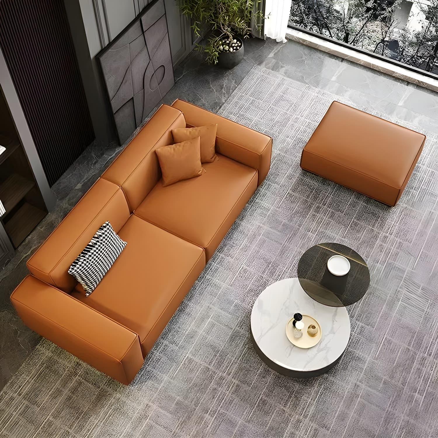 Extra Long Modern Wood Sofa with Stain Resistant Fabric and Seat for 5 People thumbnail 21
