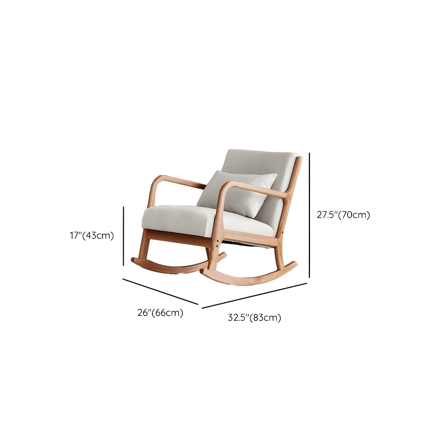 Mid-Century Modern Rocking Accent Chair with Solid Wood Frame and a Pillow thumbnail 23