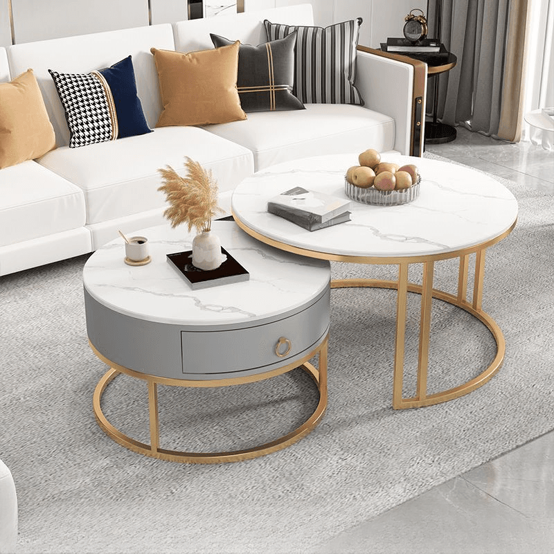 Nested Coffee Table with Rounded Top and Structured Base for Foyer Use thumbnail 4