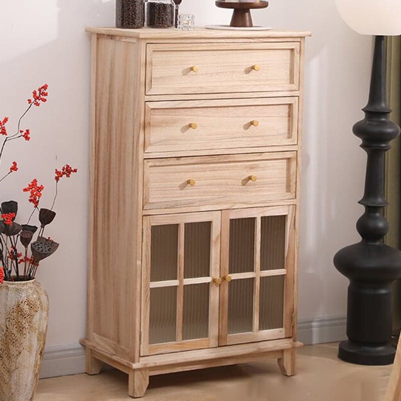 Rectangular Damp-proof Accent Cabinet with Storage Drawer, Closet, Glazed Door, Cabinet Knobs in Chalk/Brown/Wood Color thumbnail 5