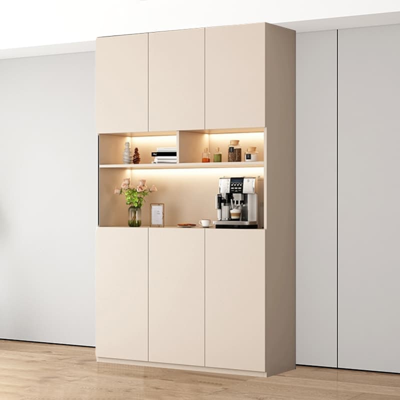 Off-White Contemporary Wood Buffet Sideboard with Cabinets and Shelves thumbnail 12