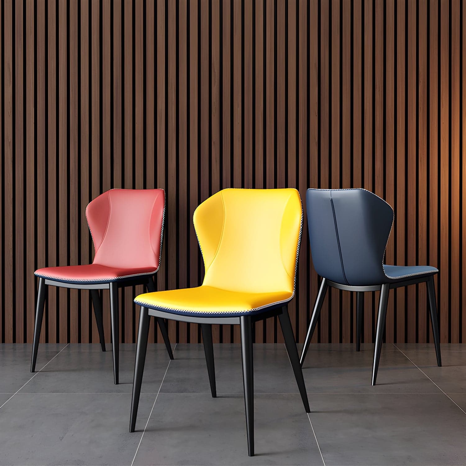 Modern Leather Home Side Chair Wingback Matte Finish Dining Chair thumbnail 10