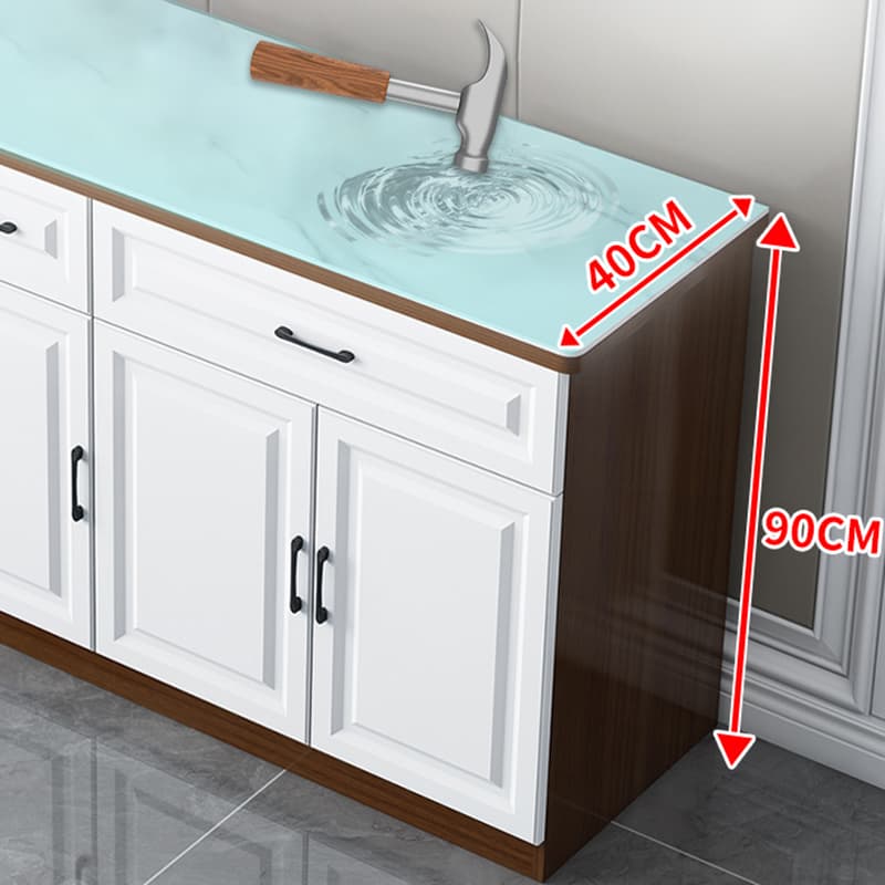 Natural Finish/Light Wood/Ashen Wood Floor Sideboard with Countertop and Kitchen Appliance Storage thumbnail 12