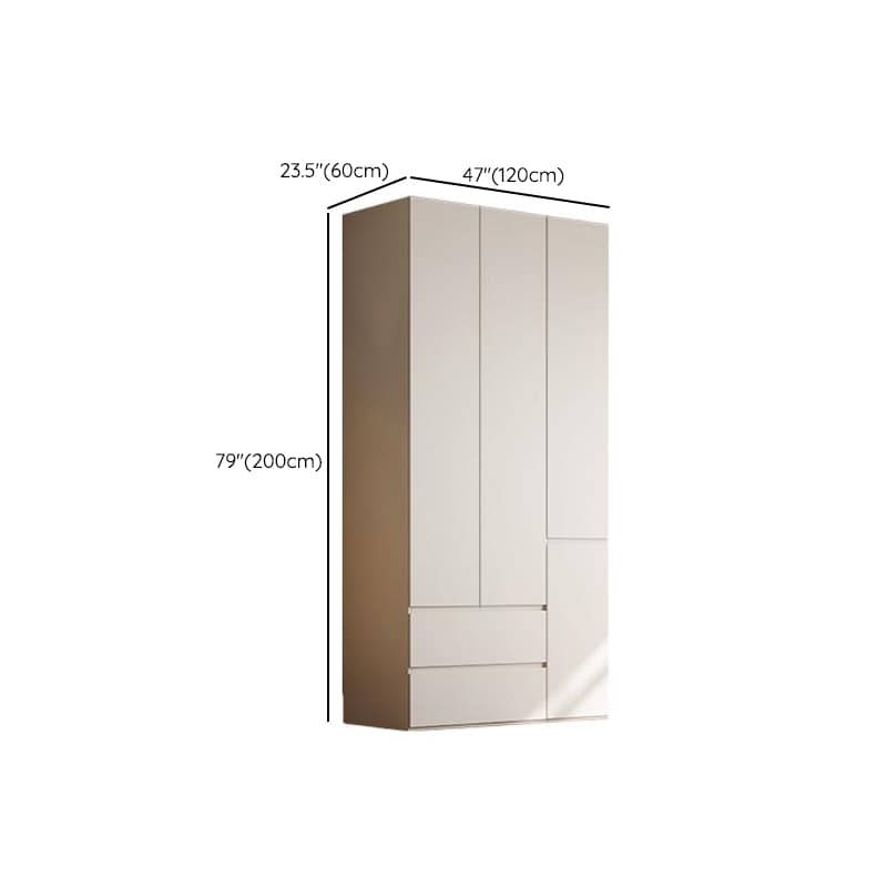 Chalk Modern Natural Wood Standalone Almirah with Soft Close Drawer, Interior Shelves, and Hanging Rod thumbnail 7